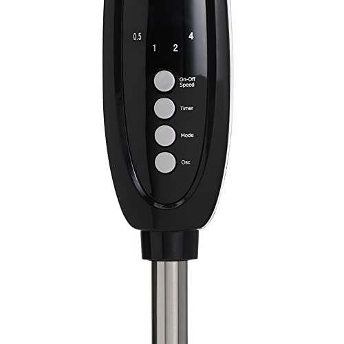 Amazon Basics - Ventilador de pie digital oscilante, con 3 palas duales y mando a distancia, Negro