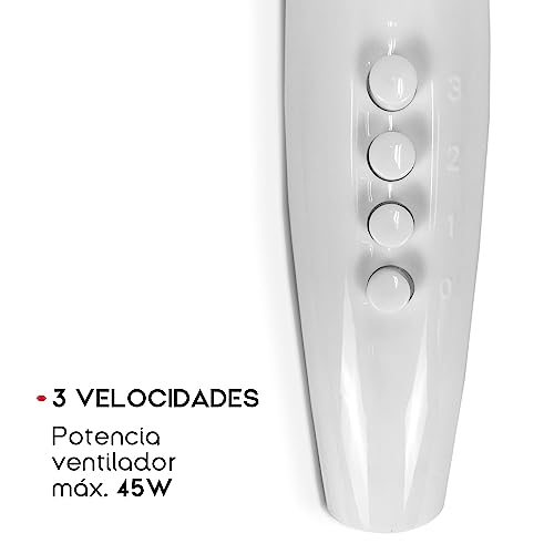 TIENDA EURASIA® Ventilador de Pie 45W - 3 Velocidades - Oscilación 90º - Inclinación 10º - Ø400 x 1300 mm (Ventilador de Pie Blanco)