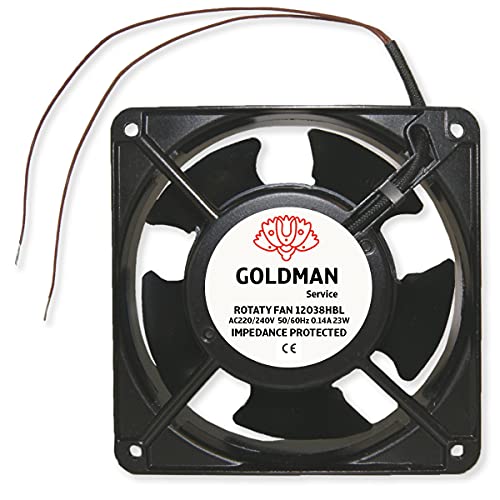 GOLDMAN SERVICE - Ventilador fan axial para cassette de chimeneas insertable alta temperatura de aspas metálicas universal. 120x120x38 mm